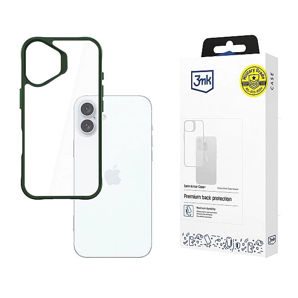 Etui 3mk Satin Armor Case+ Green na Apple iPhone 16 Plus - przezroczys