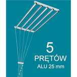 Suszarka sufitowa 5 prętów 140x43,5cm fi25 alum