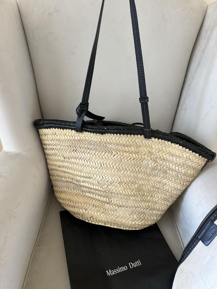 Massimo Dutti велика сумка плетена соломʼяна