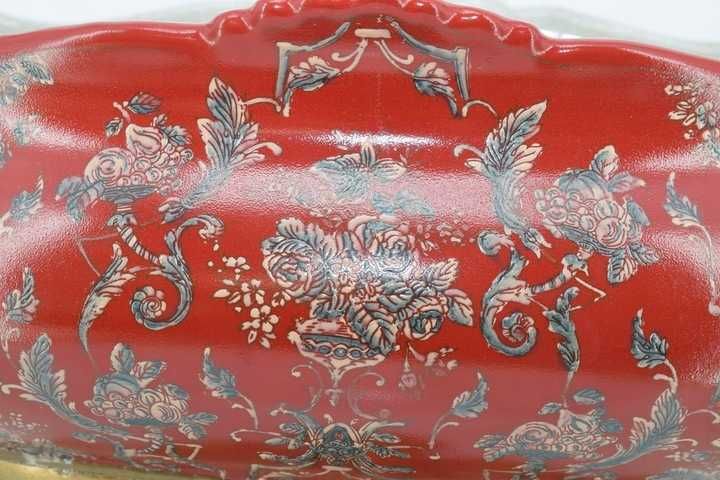 Ogromna Patera Pałacowa - Porcelana + Brąz - Czerwona - Anioły Amory