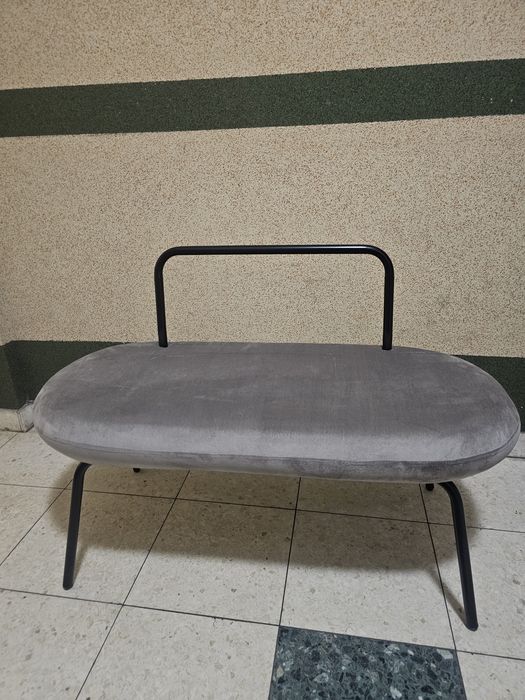 Welurowa Ławka puf do przedpokoju szara mała