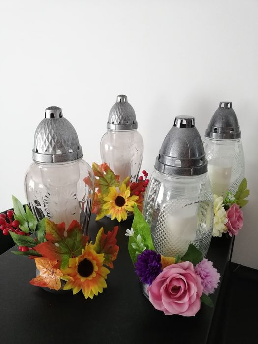 Znicze zdobione kwiatami 70h palenia