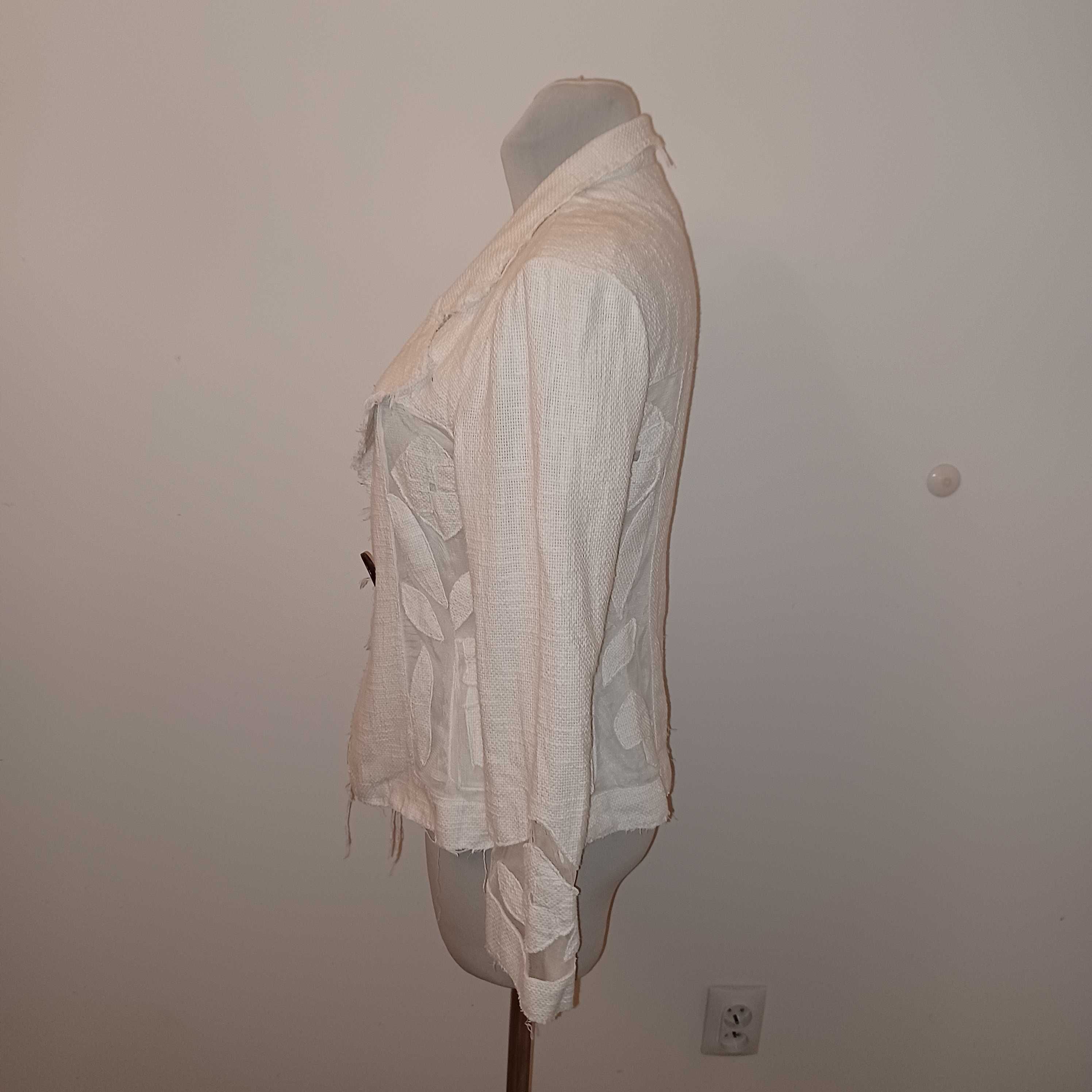 Per Una żakiet boho strzępiony biały Super design L/XL