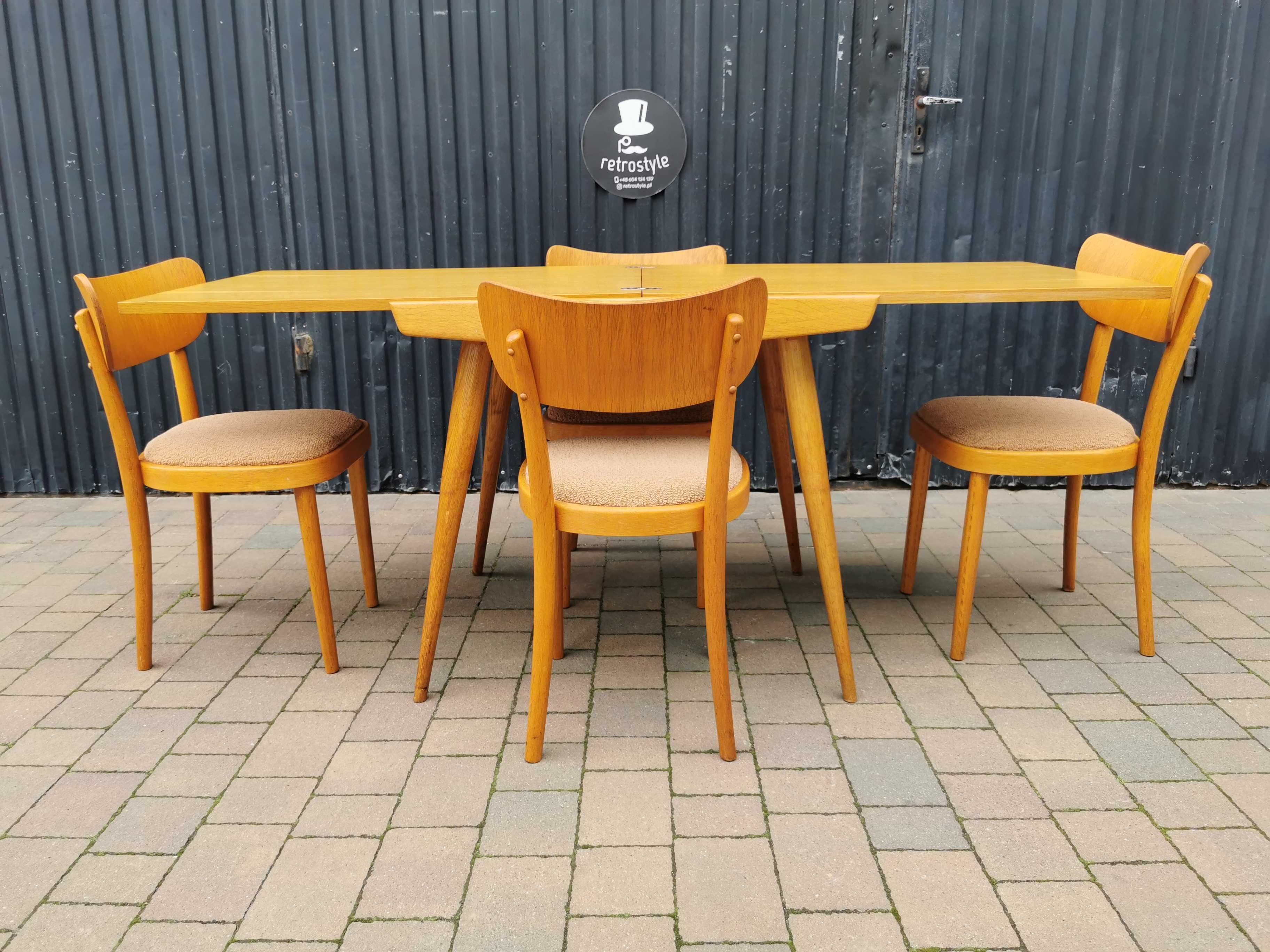 Stół ÚLUV+ 4x krzesło TON (Thonet), Czechosłowacja '60 Design, Prl
