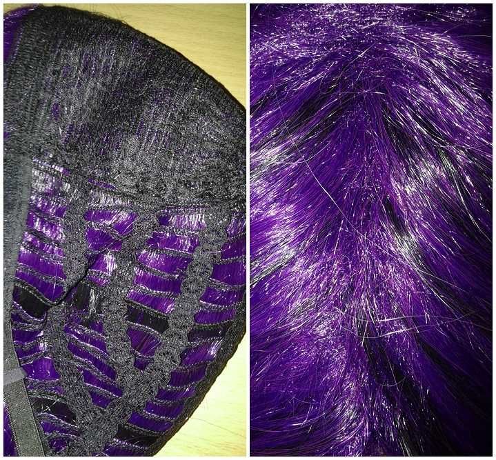 Fioletowa peruka cieniowana z przedziałkiem wig cosplay