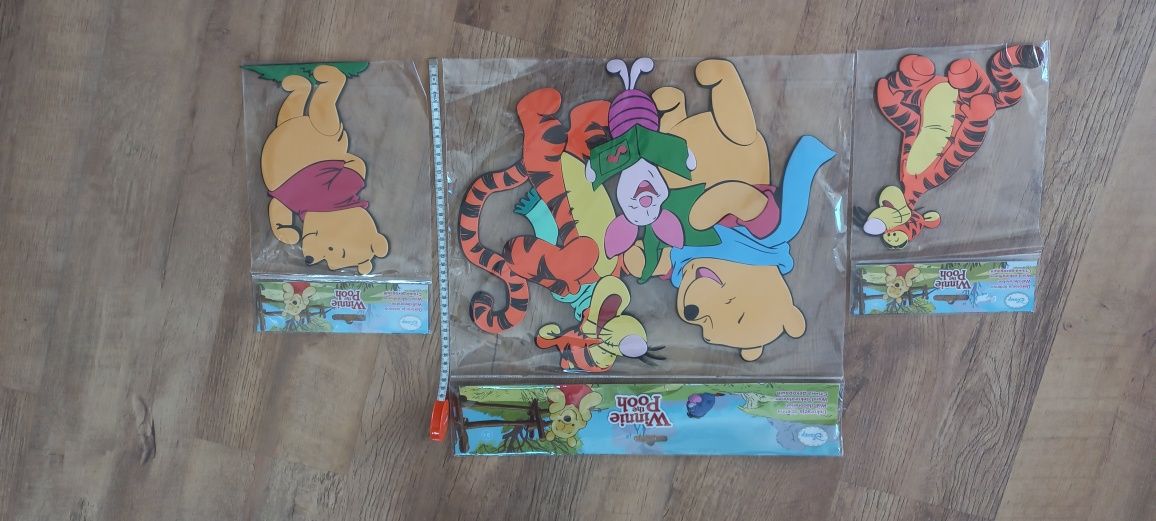 Naklejki piankowe Kubuś Puchatek, Tygrysek, Prosiaczek. 3 sztuki
