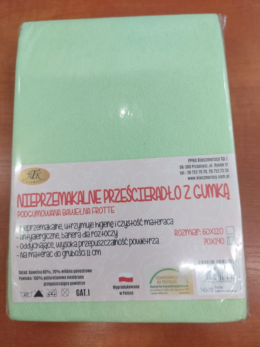Nieprzemakalne prześcieradło z gumką 70x140