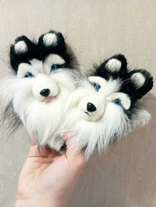 Рукавички, рукавиці, перчатки. Хаскі із натуральним хутром