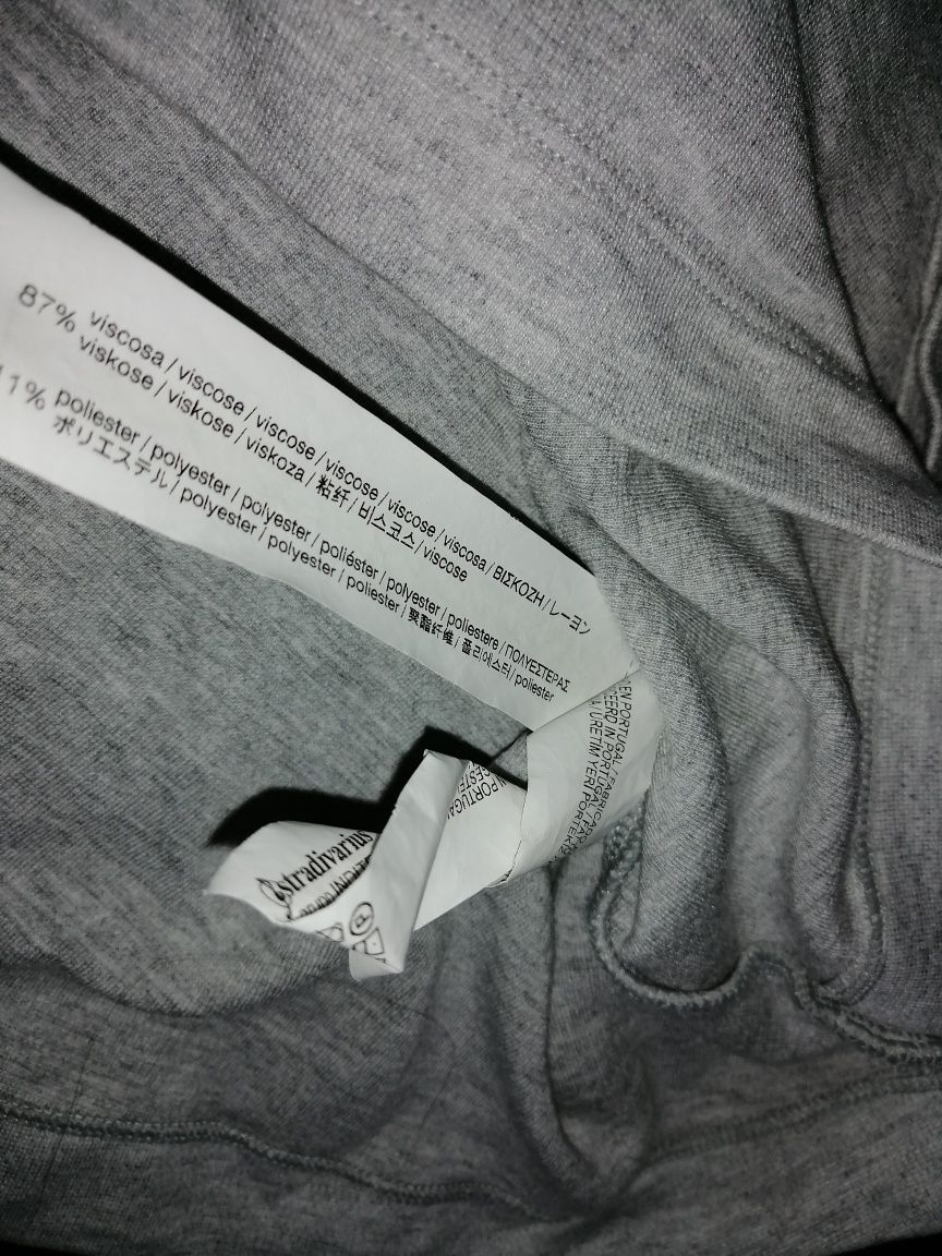 STRADIVARIUS szara bluza szersze rękawy z kokardkami OVERSIZE _ Nowa