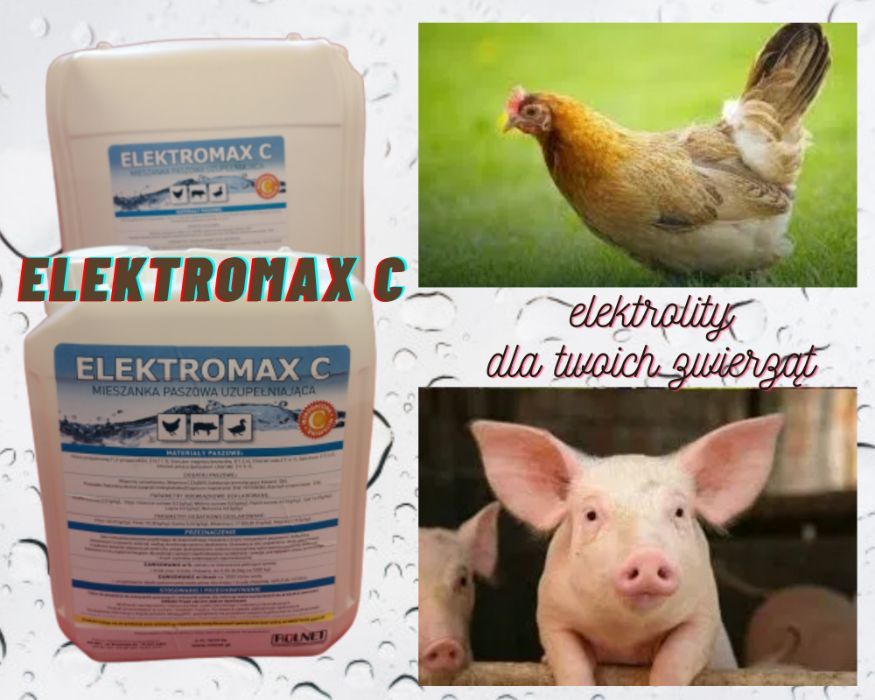 Elektromax C łagodzi stres cieplny u świń i drobiu zapobiega ketozy 5l