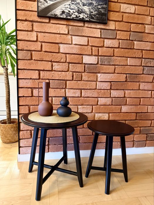 Dwa drewniane stoliki kawowe czarne IKEA KRAGSTA stan bardzo dobry