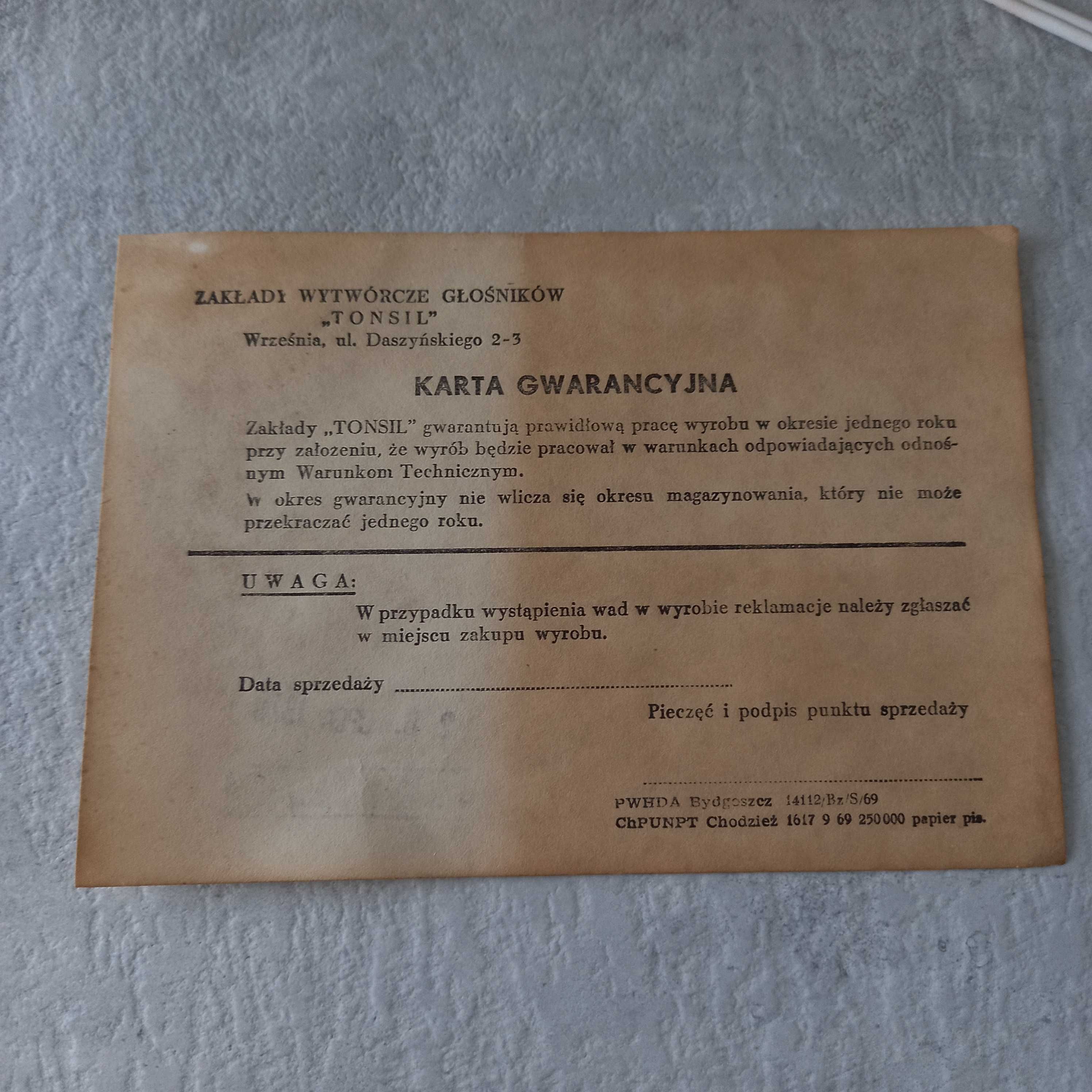Głośnik jednowęzłowy 1970 Tonsil A6-1 -0,25/30 nowy, z kartonem 3 szt.