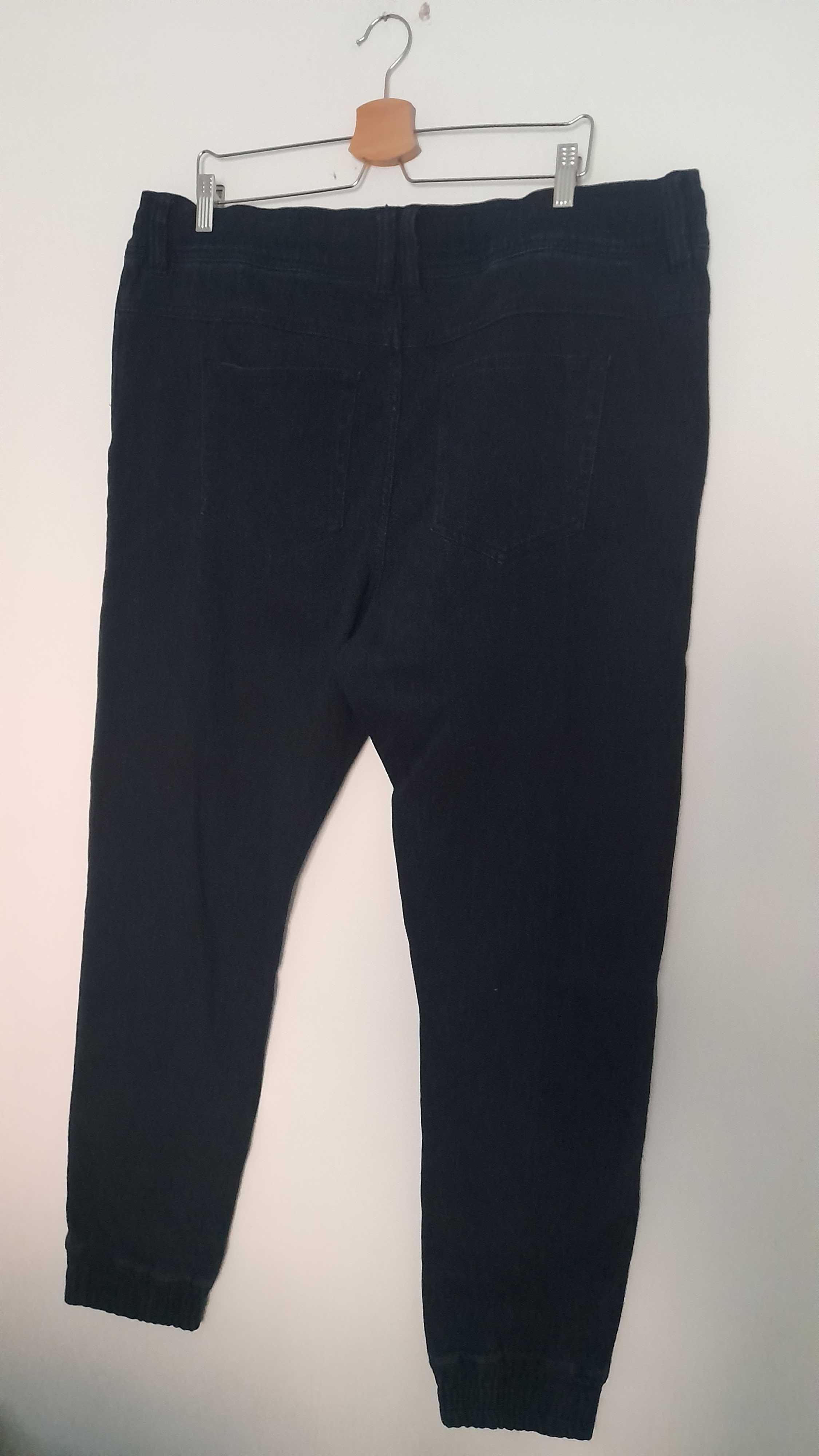 Granatowe elastyczne męskie spodnie chinosy wysoki stan 56, 58