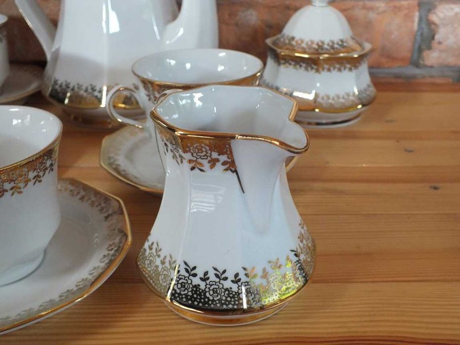 Serwis Kawowa Herbata Porcelana Bavaria Winterling manufaktura złocony