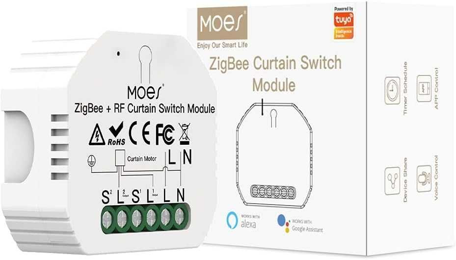 Inteligentny przełącznik sterownik rolet dopuszkowy- Tuya Zigbee RF433