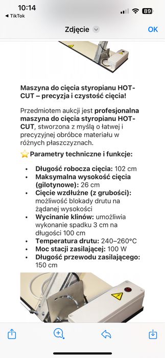 Maszynka gilotyna do ciecia styropianu