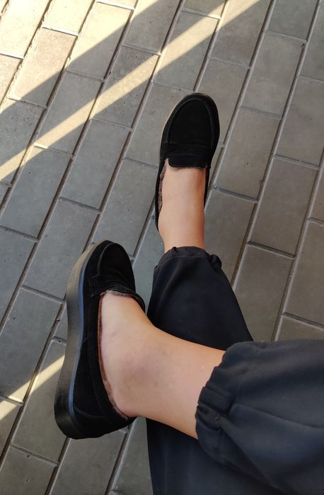 Лоферы мокасины туфли на цигейке