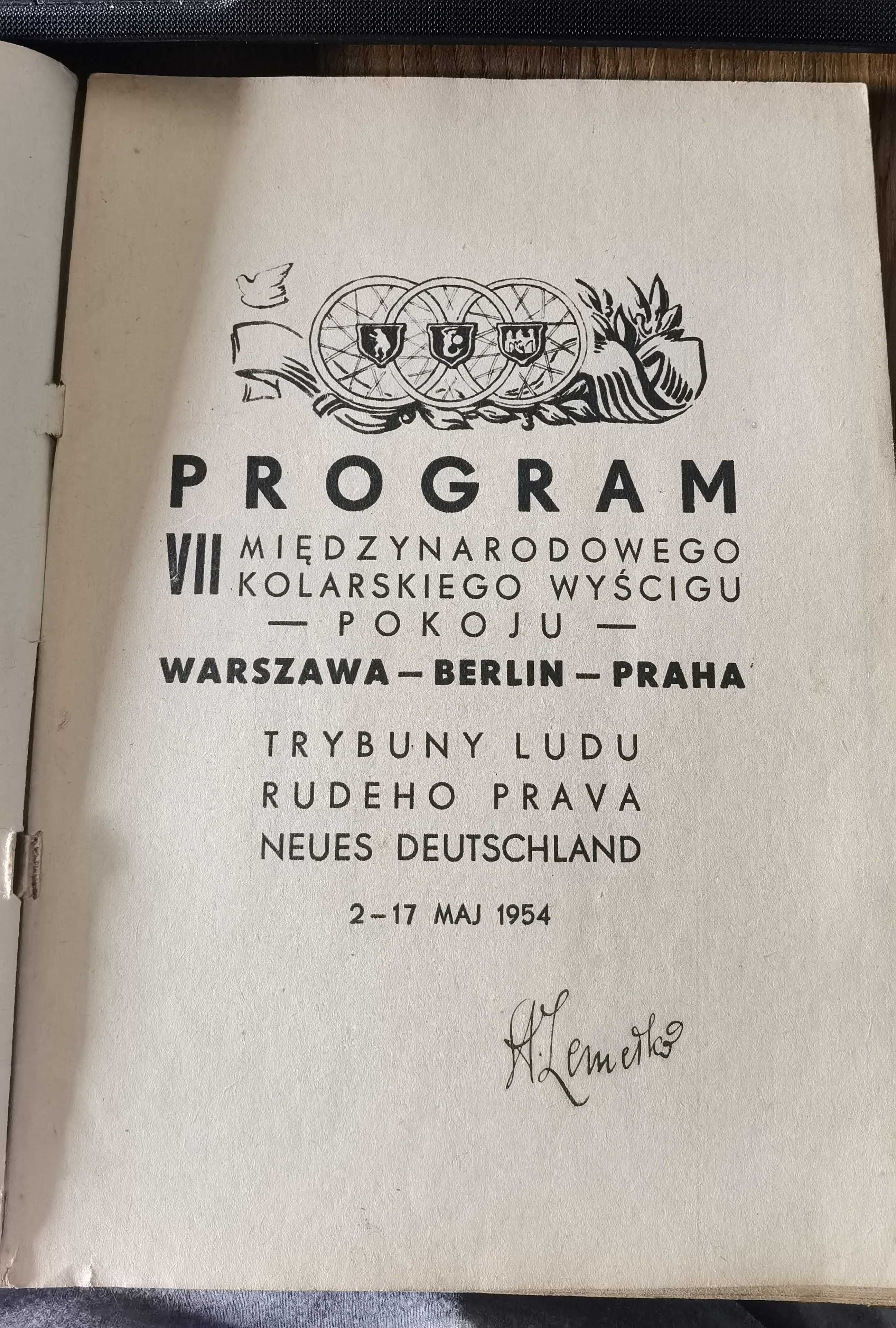 VII wyscig pokoju berlin warszawa praga 1954 program