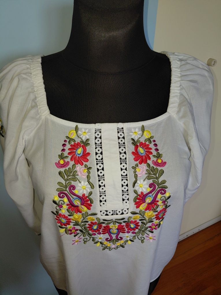 Śliczna bluzeczka folk boho bawełna z haftem MONSOON r. M/L