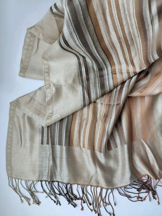 Шелковый бандана палантин-шарф шаль в полоску, 100% шелк.