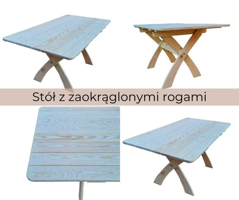 Meble ogrodowe drewniane, składane, 6 krzeseł + stół owalny X2