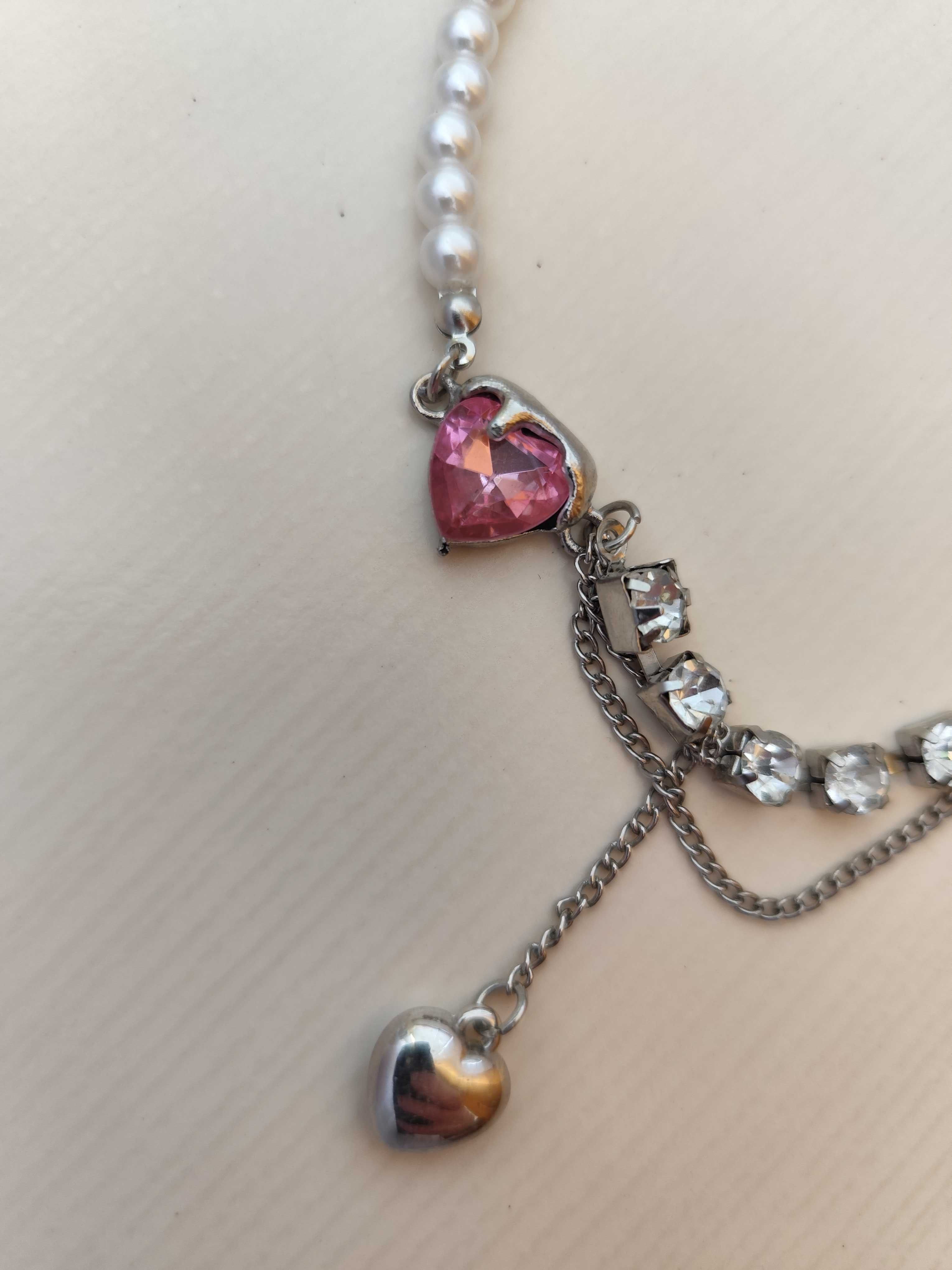 Choker naszyjnik z sercami cyrkoniami