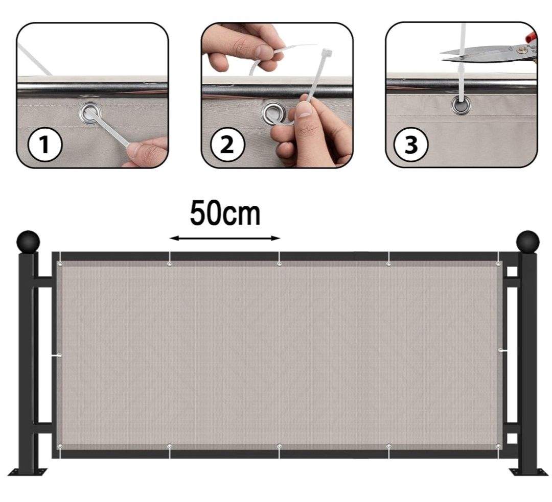 AXT SHADE Osłona Balkonowa 80x600cm Ochrona przed Wiatrem