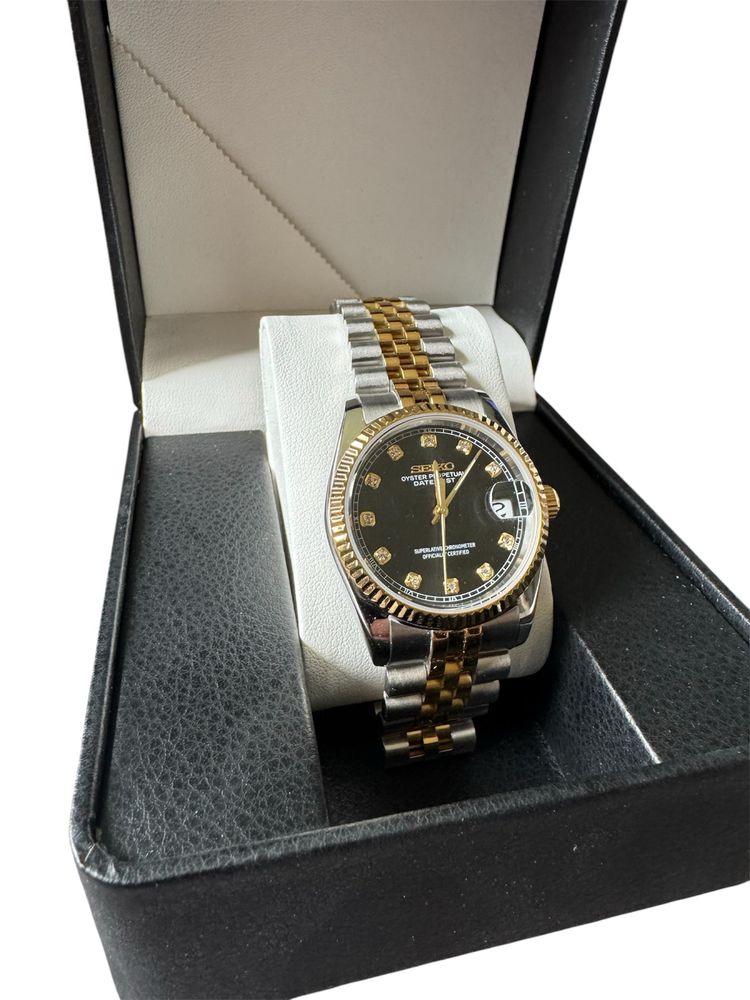 Zegarek seiko oryginalny oyster perpetual datejust złoto czarny nowy