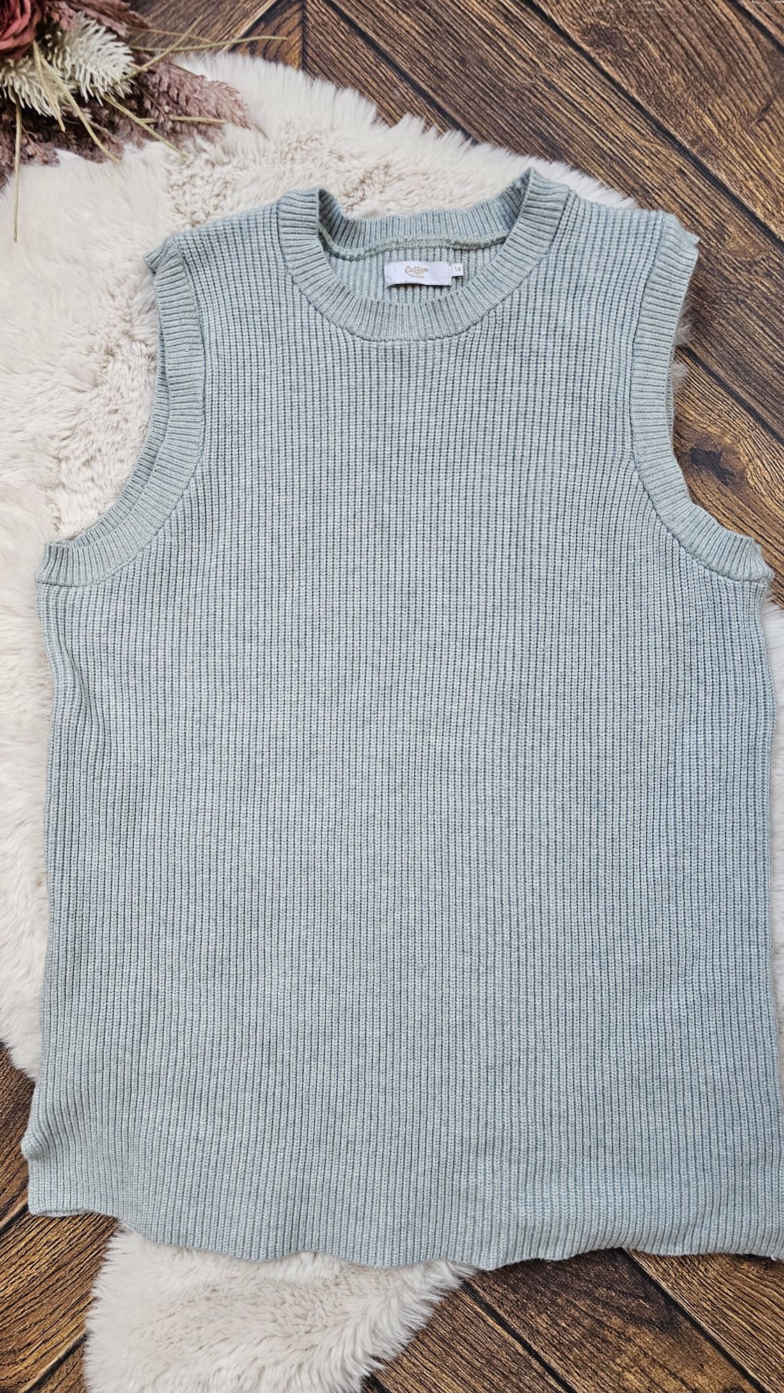 Bezrękawnik damski dzianinowy kamizelka r 42 XL Cotton Traders