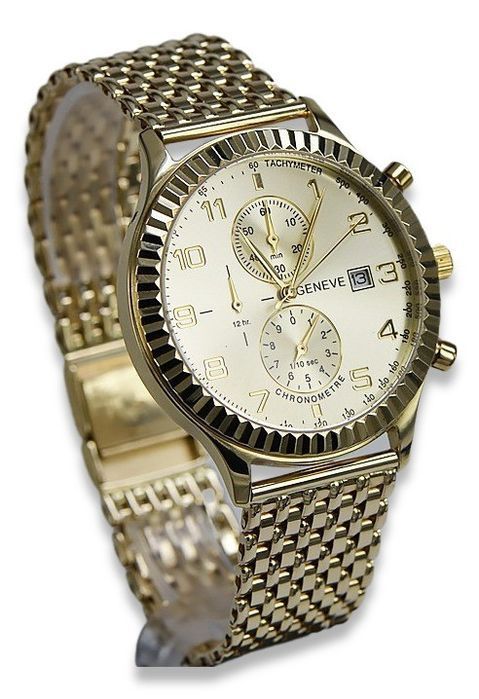 Złoty zegarek z bransoletą damski unisex 14k Geneve mw007y&mbw013y-f K