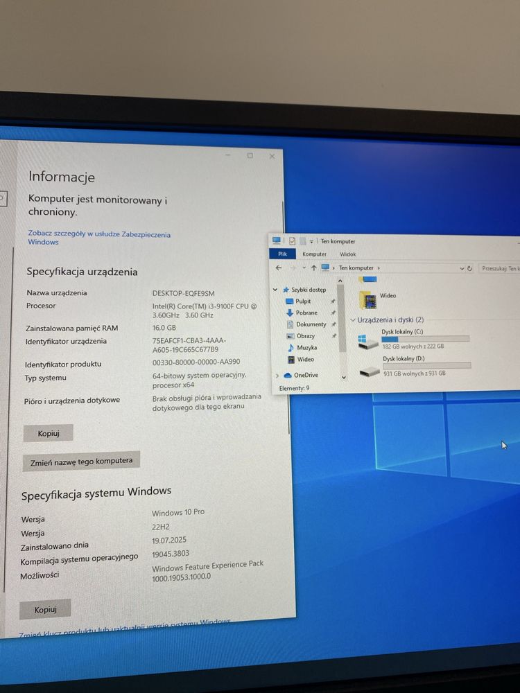 Komputer gamindowy i3 9100f | 16gb RAM | GTX 1060