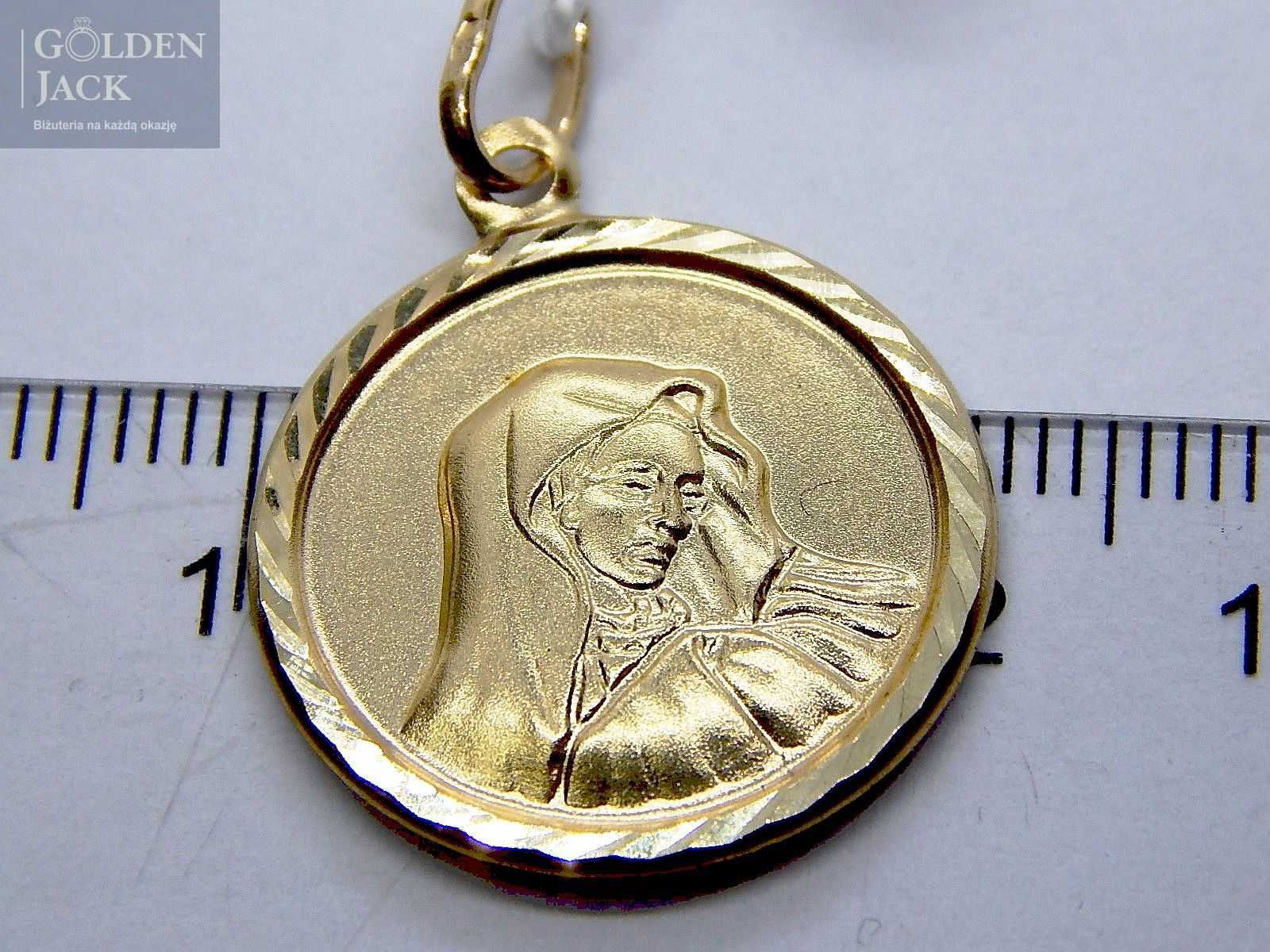 Złota zawieszka wisiorek medalik Maryja złoto pr. 585 waga 1,46 g