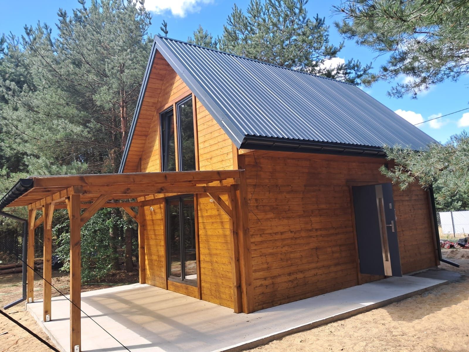 Dom drewniany 35 pergola altana wiata garaż