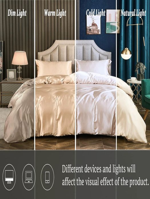 Poszewka Na Kołdrę I 2 Poduszki Imitacja Jedwabiu