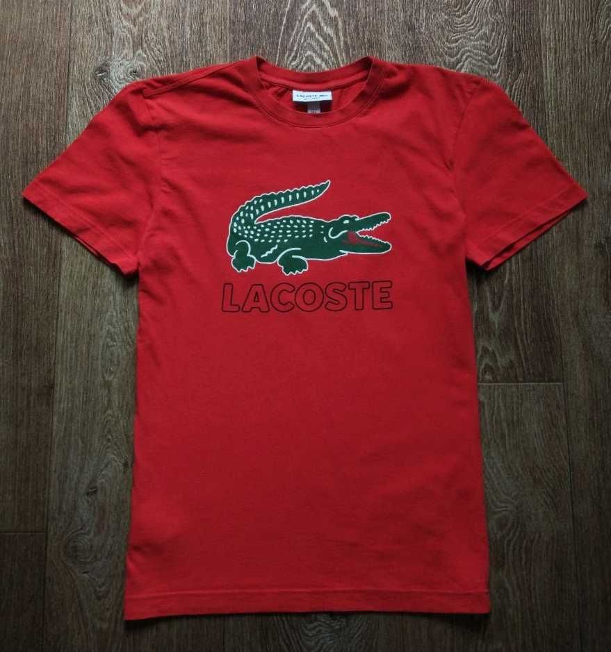 Красная мужская футболка свитшот худи Lacoste размер S