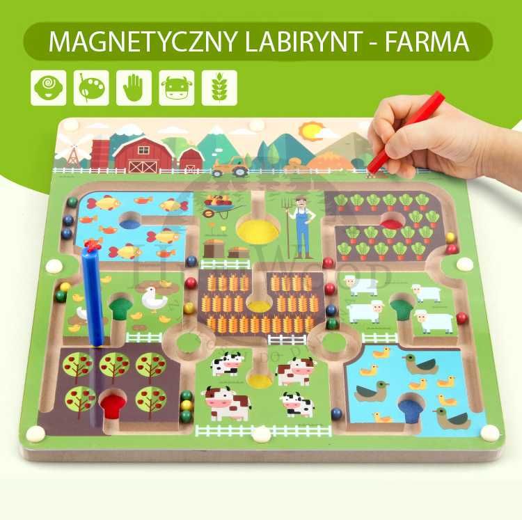 Magnetyczna tablica sensoryczna labirynt gra farma  montessori