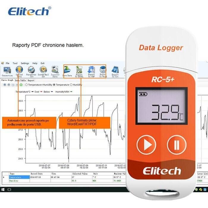 przenośny rejestrator temperatury elitech rc-5+