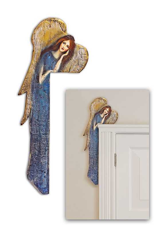 Drewniany aniołek nad drzwi prezent ozdoba obraz dekoracja