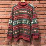 Sweter vintage wełniany ciepły gruby kolorowy w zimowy oversize unisex