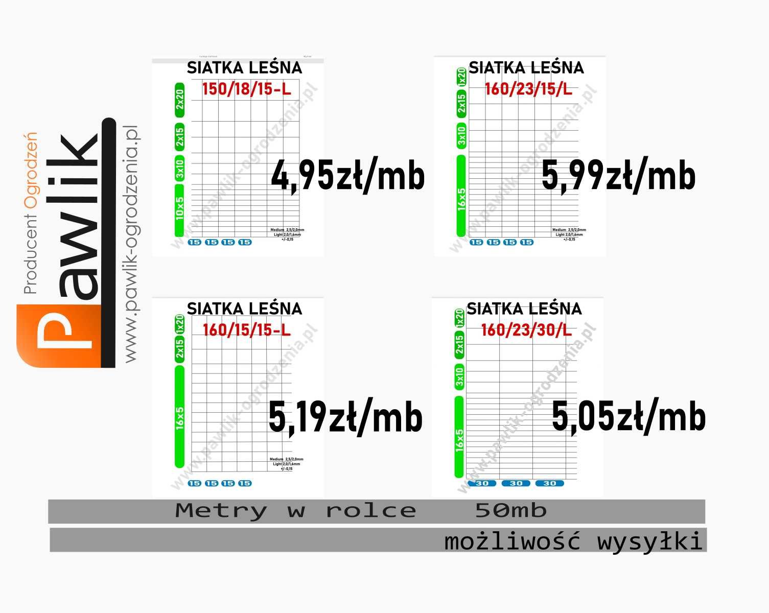 150/18/15 Medium siatka leśna siatka na pastwisko wli