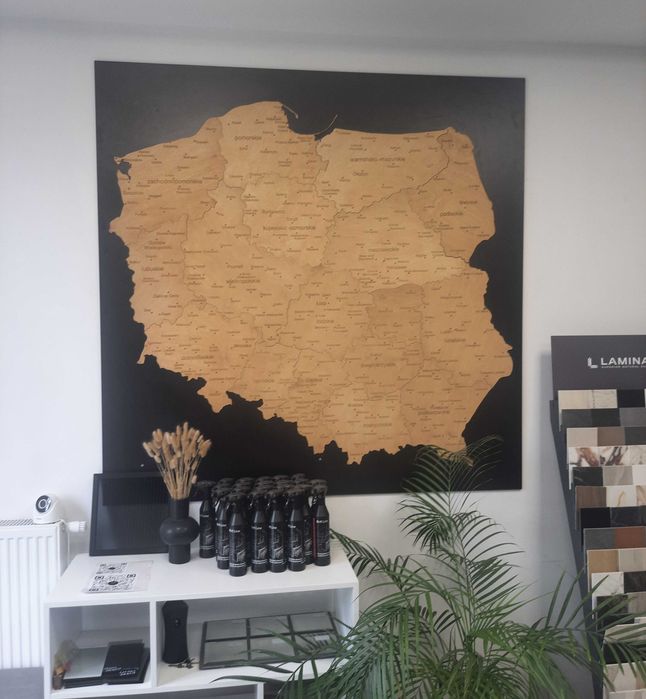 Drewniana nowa mapa Polski Winchester, województwa 160 cm, prezent