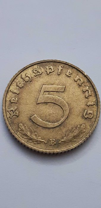 Niemcy III Rzesza 5 fenigów, pfennig 1939 rok mennica B