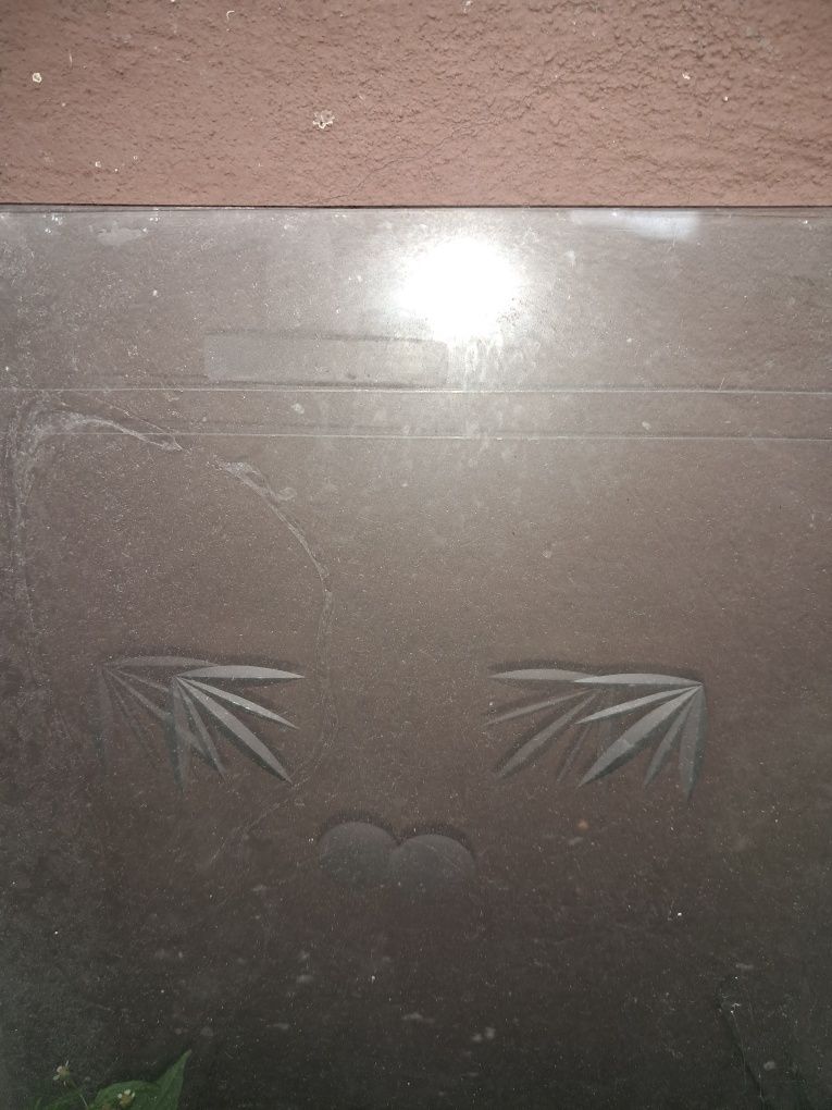 Szyby szkło do kredensu BYFYJ Śląsk PRL Vintage Loft Grawerowane