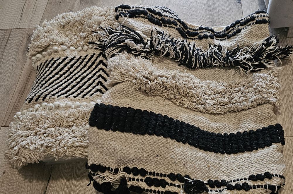 Poszewki na poduszki w stylu boho - komplet 2 poszewek, grube, frędzle