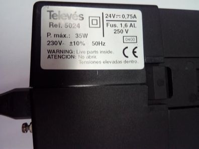 Fonte de Alimentação Televés T03 / T12 / T30 / T40 / T50 - Ref. 5024