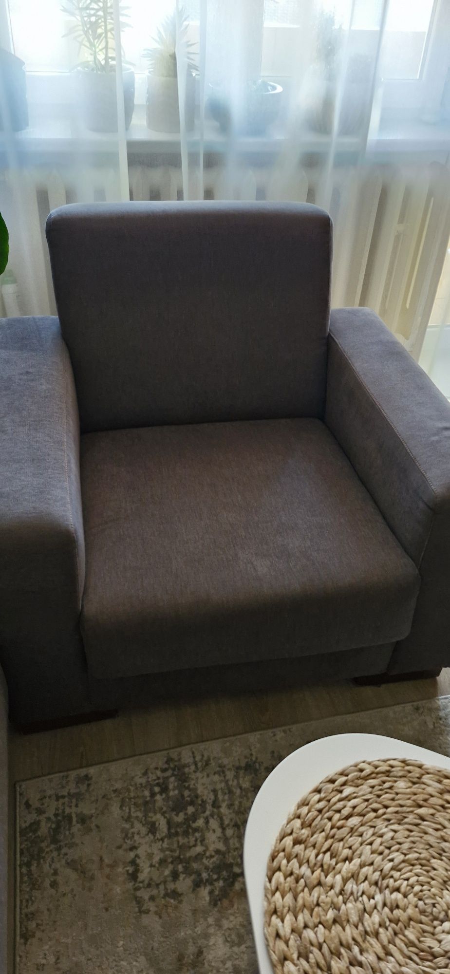 Zestaw Sofa wersalka i 2 fotele funkcja spania grafitowy szary