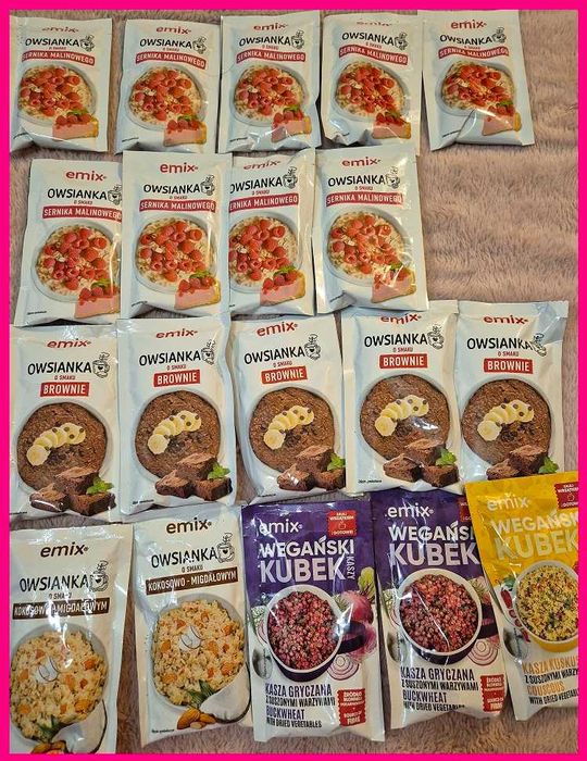 Zestaw 11 owsianek instant + 3 wegańskie kubki do zalania wodą