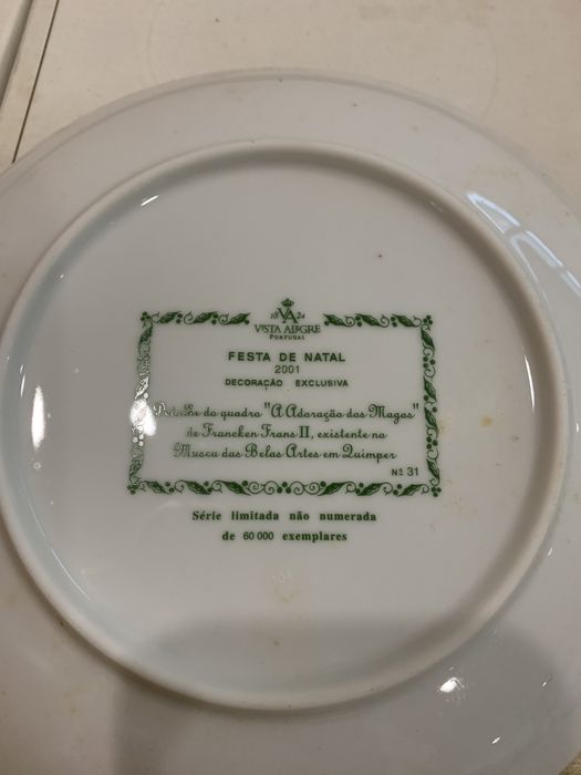 3 pratos de Natal Vista Alegre: 2001, 2002 e 2004