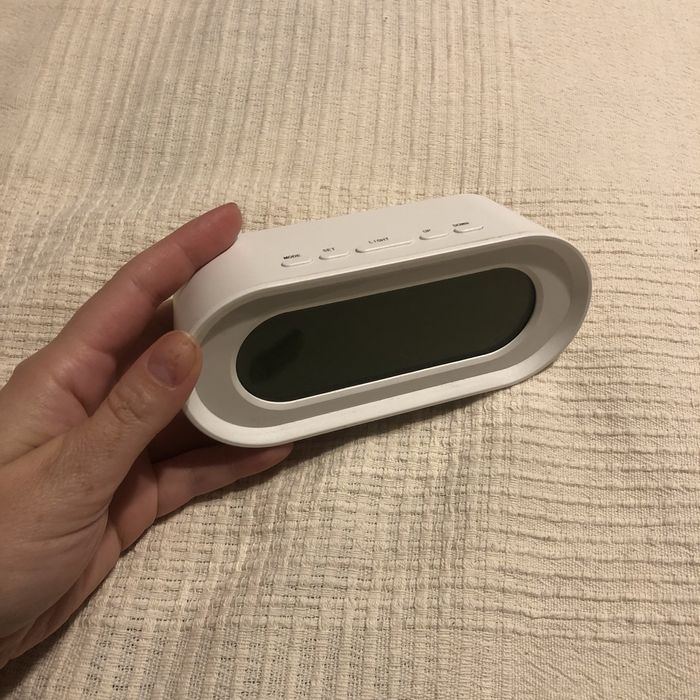 Biały budzik - alarm, drzemka, 9melodii