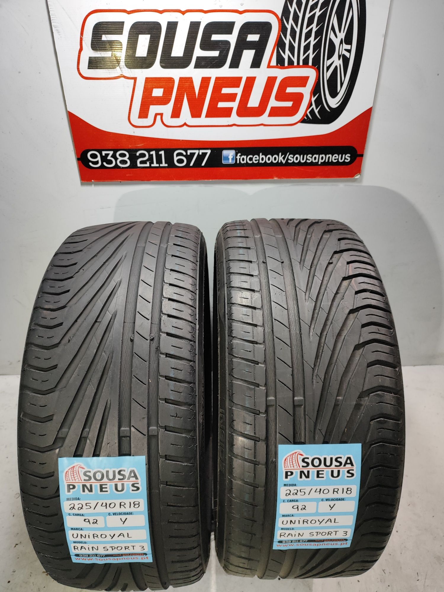 2 pneus semi novos Uniroyal 225/40R18 92Y  Oferta dos Portes